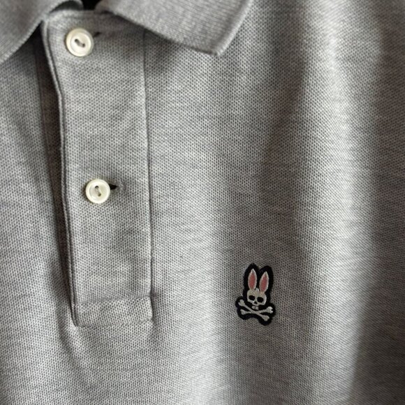 Psycho Bunny Mens Plain Collared Polo T Shirt Gray Size 4 - Picture 6 of 8